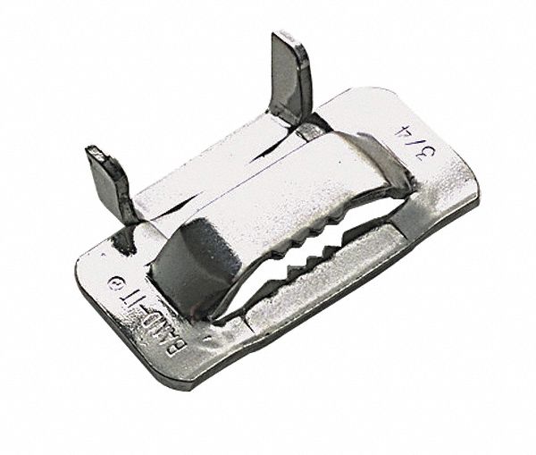 SCREW LOCK BUCKLE CLAMP, W/ SCREW SET, 2550 ° F, FOR 1/2 IN BANDING, 301  STAINLESS STEEL, PKG 25