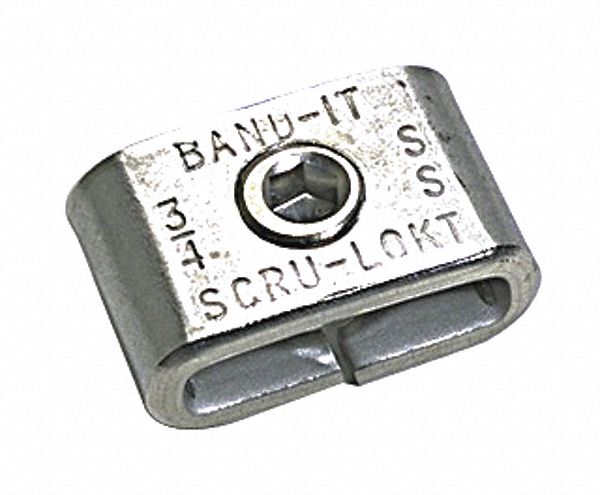 SCREW LOCK BUCKLE CLAMP, W/ SCREW SET, 2550 ° F, FOR 1/2 IN BANDING, 301  STAINLESS STEEL, PKG 25