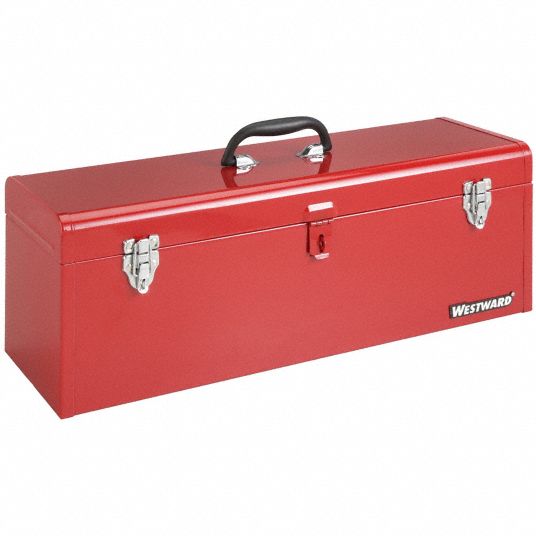 918125-3 Westward Plastic, Steel Portable Tool Box, 13-3/4H x 20-1/2W x  8-5/8D, 1900 cu., Red