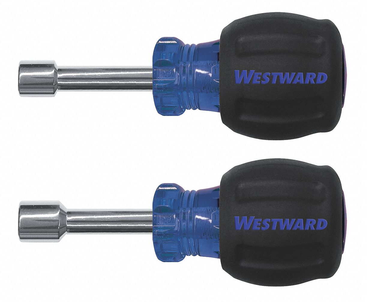 WESTWARD, SAE, 1/4 in/5/16 in Tip Size, Hollow Shank Nut Driver Set