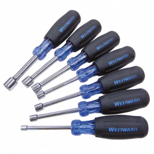 Westward Nut Driver Set, 10 pcs, Hollw Round, Metric 401L18