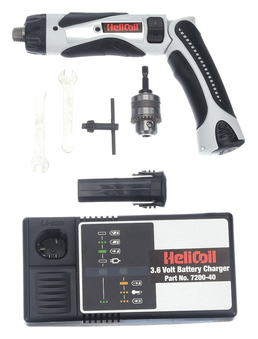 Helical Insert Installation Kit: (1) Bare Tool, (2) Batteries, (1) Charger,  Installation Mandrels