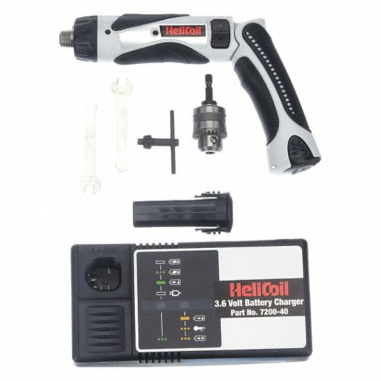 Helical Insert Installation Kit: (1) Bare Tool, (2) Batteries, (1) Charger,  Installation Mandrels