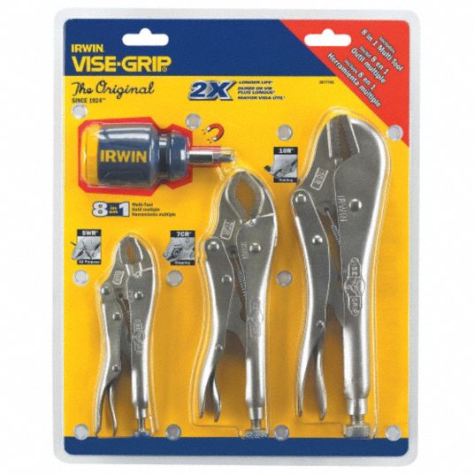 The Original 3 Pc. Locking Pliers Set, 5 in, 7 in, 10 in, Tray