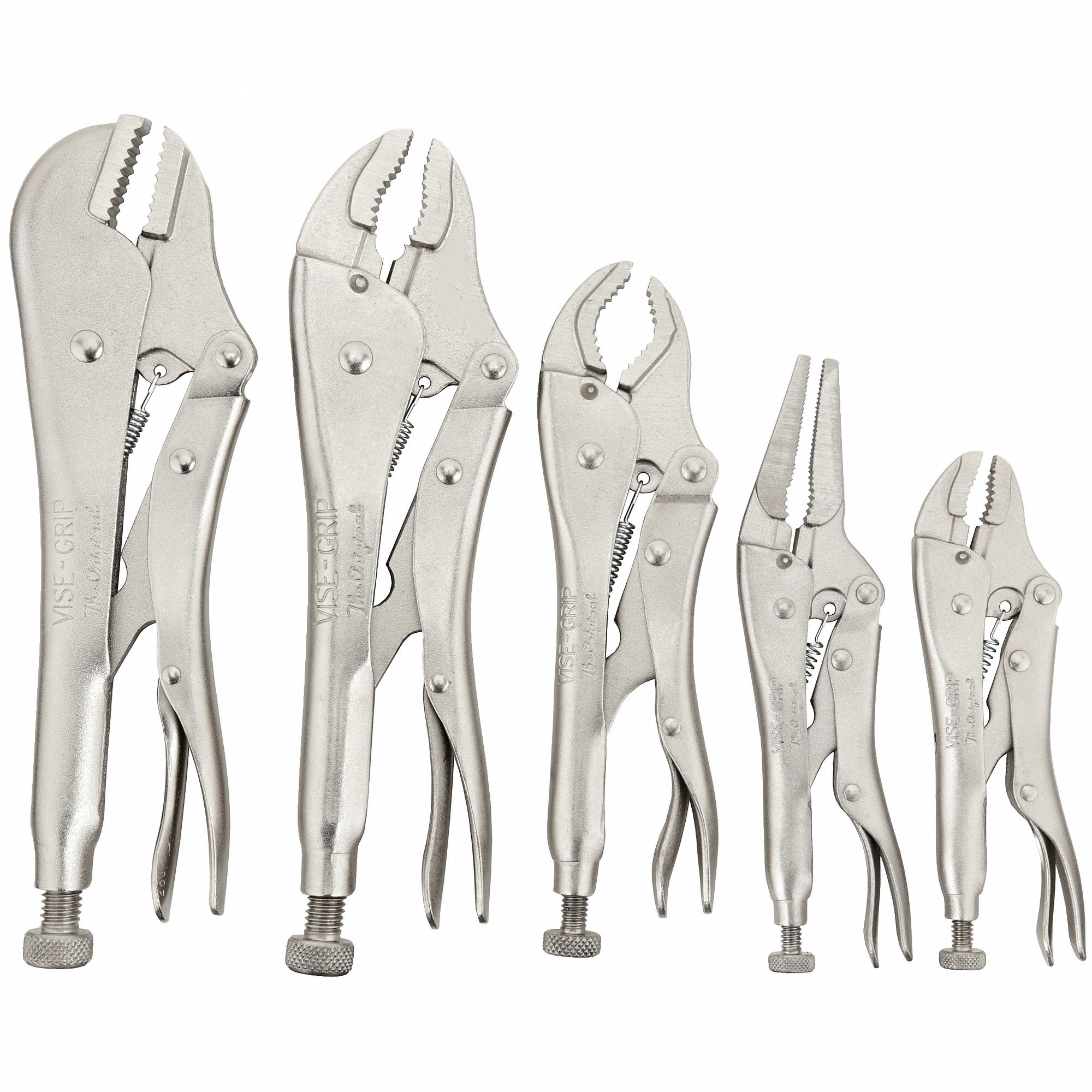 Curved, 1 1/8 in_1 1/2 in_1 7/8 in_2 in Max Jaw Opening, Locking Pliers Set  - 10J870