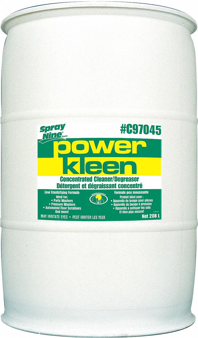 CLEANER/DEGREASER, NON FLAMMABLE/NON CARCINOGENIC, GREEN, 24 X 36.75 X 24 IN, 208 L, LIQUID