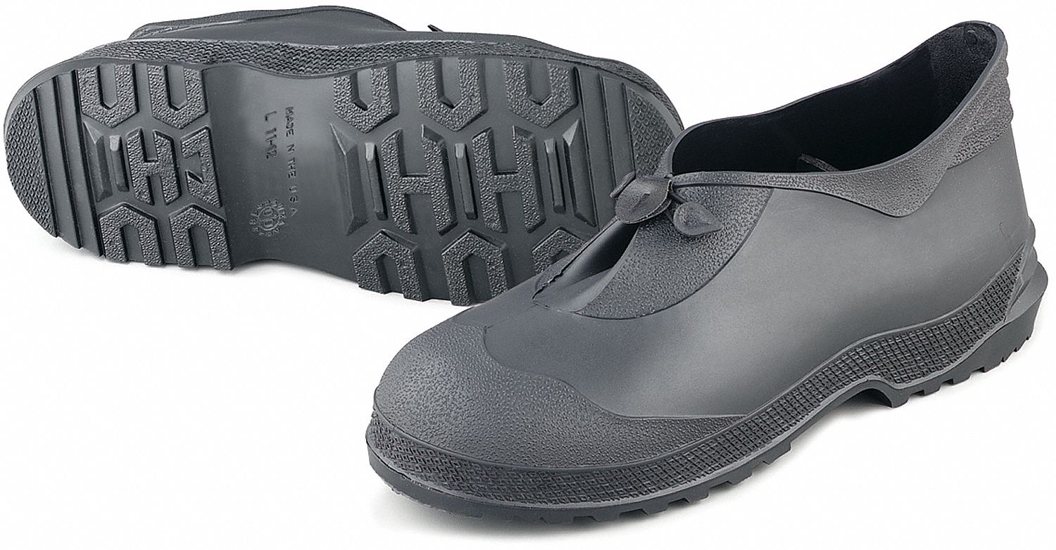 OVERSHOES, WOMENS, PLAIN TOE/LUG SOLE, WATERPROOF, BLK, 5 IN HEIGHT, MEDIUM, FITS SZ 9 TO 10, PVC