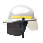 FIRE HELMET W/ 4 IN FACESHIELD, THERMOPLASTIC, 4-POINT RATCHET, WHITE, SIZE 6½ TO 8