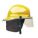 FIRE HELMET W/ 4 IN FACESHIELD, THERMOPLASTIC, 4-POINT RATCHET, YELLOW, SIZE 6½ TO 8