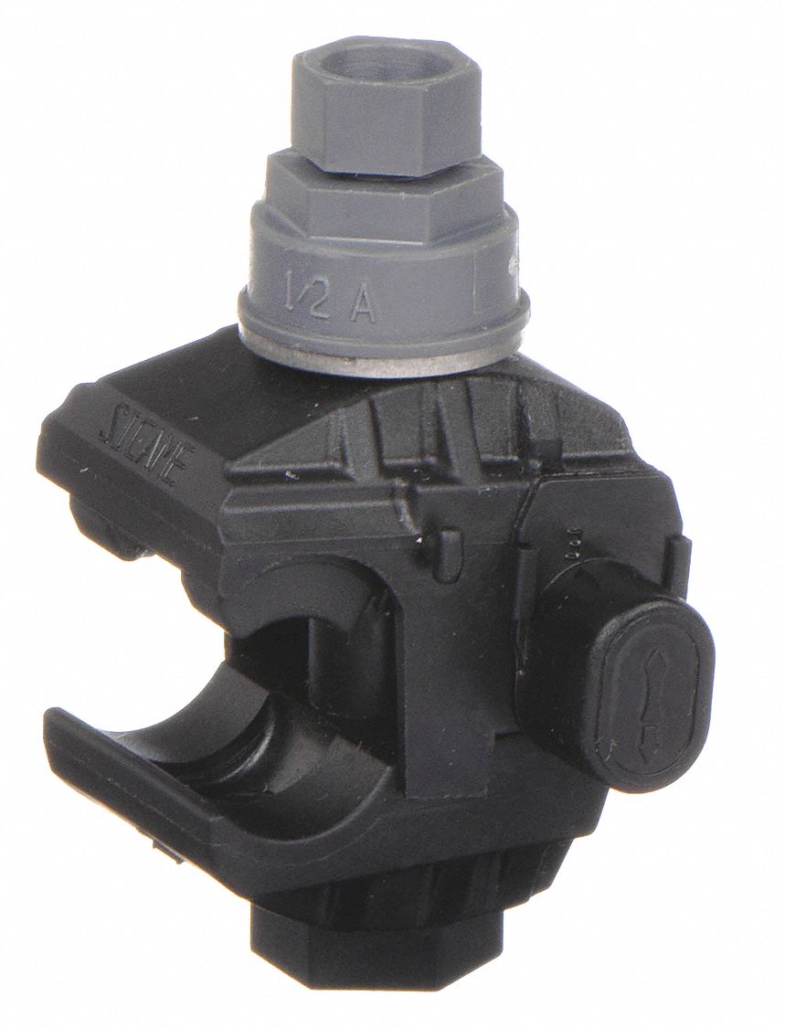 TAP CONNECTOR, BLACK, RUN TAP, 2 PORTS, 4 AWG TO 2/0 AWG RUN WIRE SIZE RANGE