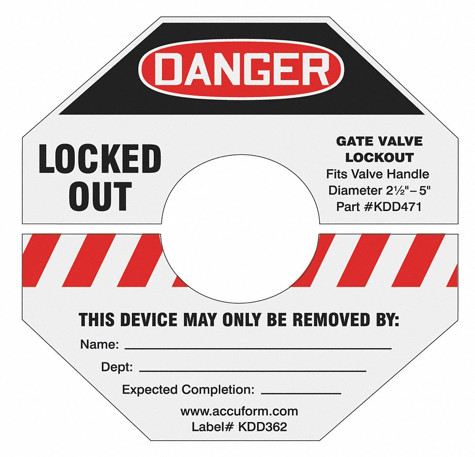 Gate Valve Lockout Label 5 7/8x5 7/8 in