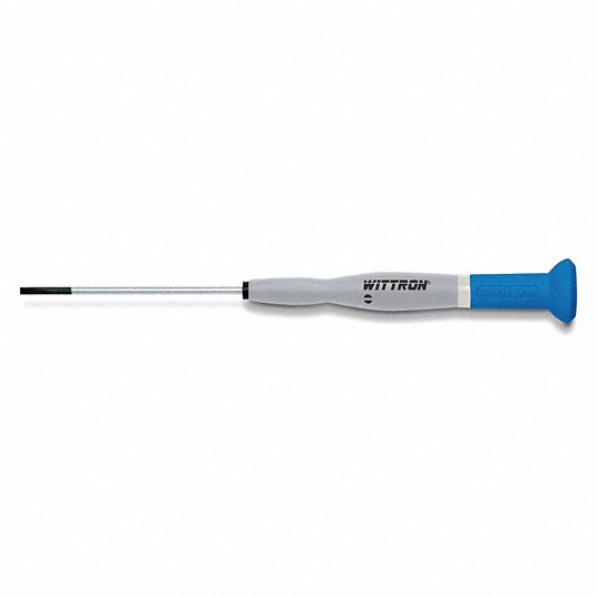 Insulated Precision Slotted Screwdriver: 3/32 in Tip Size, 4 3/4 in Overall Lg, Ergonomic Grip