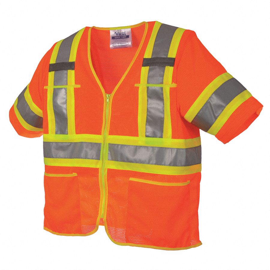 High Visibility Vest,Class 3,L,Orange - Grainger