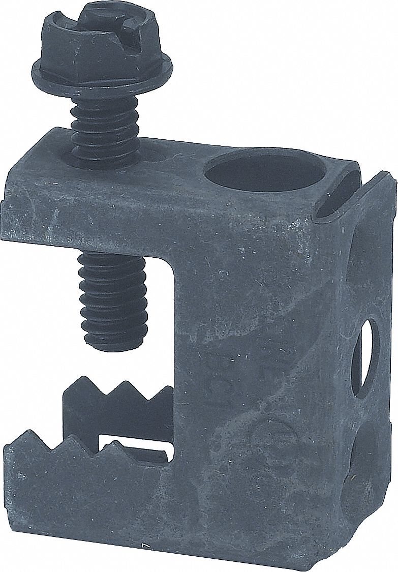 BEAM CLAMP, STEEL, ½ IN, #10-24 THREAD SIZE, 1 IN OVERALL L, 100 LB LOAD CAPACITY