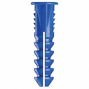 SCREW ANCHOR, NOTCHED, #8 TO #10 SCREWS, 1-1/4 IN, PLASTIC