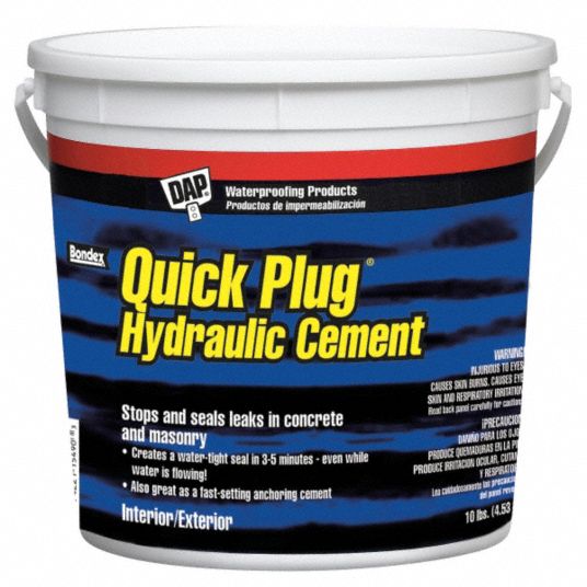 DAP Gray Quick Plug Hydraulic Cement, 10 lb Pail, Coverage Not