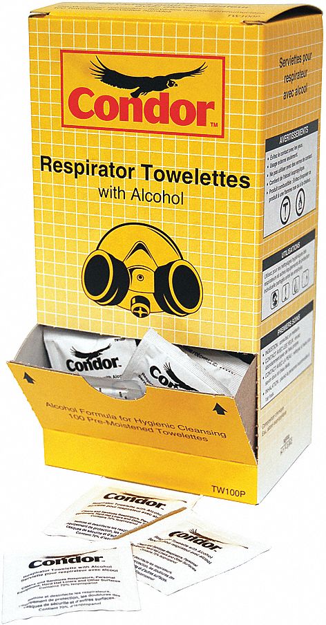 NON-ALCOHOL TOWELETTES, 8 X 11 IN, FOR USE WITH RESPIRATORS, 100/BOX