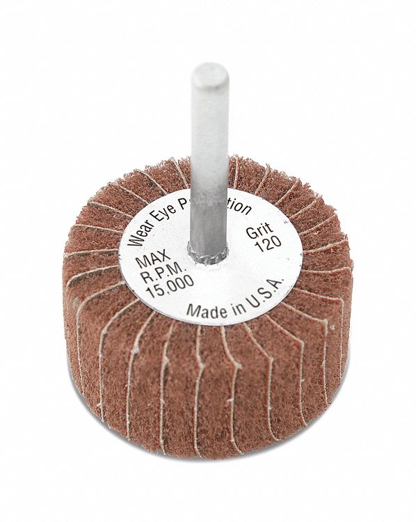 INTERLEAF WHEEL, 11000 MAX RPM, 120 GRIT, COATED ABRASIVE, 1/4 IN SHANK, 1 IN W, 2 IN DIA