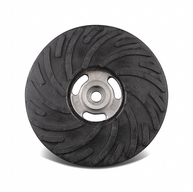 BACK-UP PADS, MEDIUM FLEXIBILITY/SPIRAL PATTERN, 4 1/2 IN DIA, BACK MOUNTING SIZE 5/8"-11, RUBBER