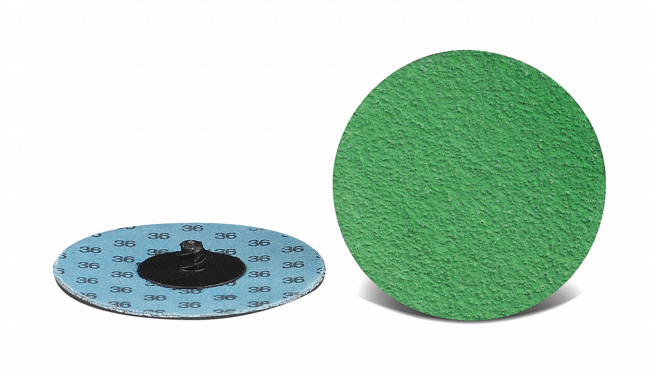 SANDING DISC, QUICK-CHANGE, 36 GRIT, 2 PLY, BLUE, 2 IN, ZIRCONIA ALUMINUM OXIDE