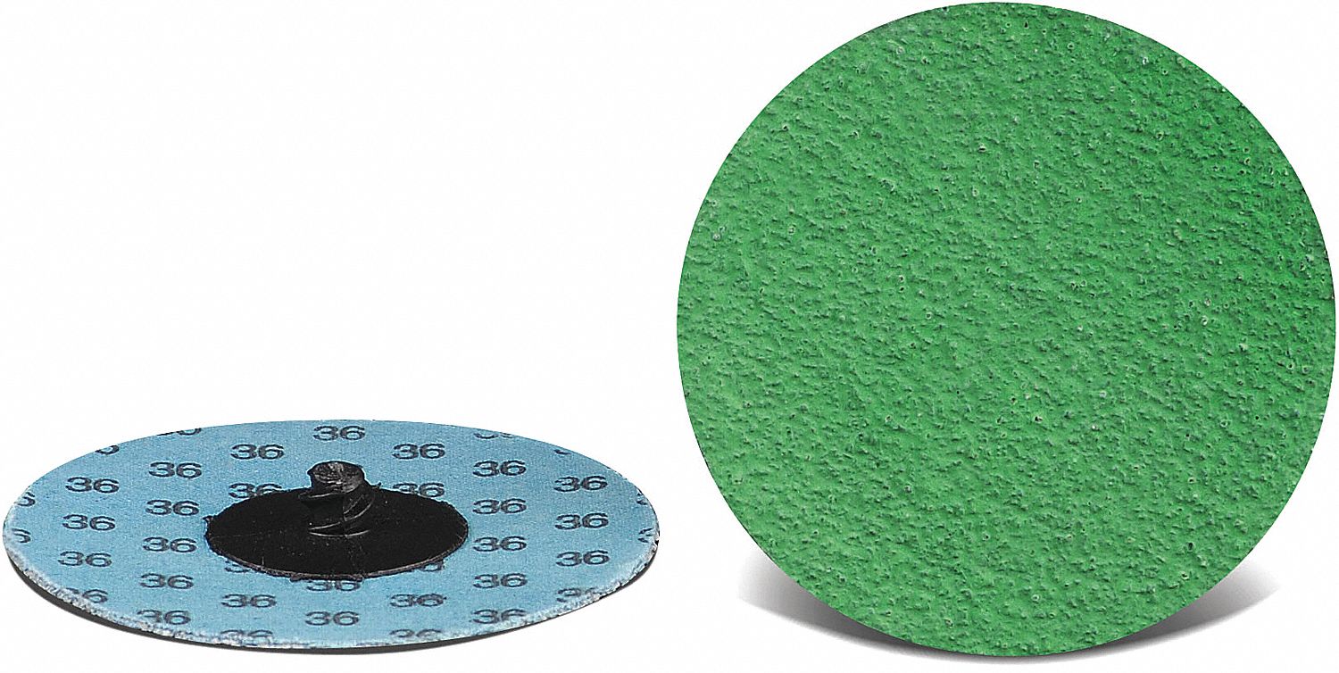 SANDING DISC, QUICK-CHANGE, 60 GRIT, 2 PLY, BLUE, 3 IN, ZIRCONIA ALUMINUM OXIDE