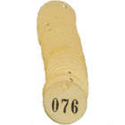 VALVE TAGS, ROUND, NUMBERED 76 TO 100, 1 1/2 IN, BRASS, PK 25