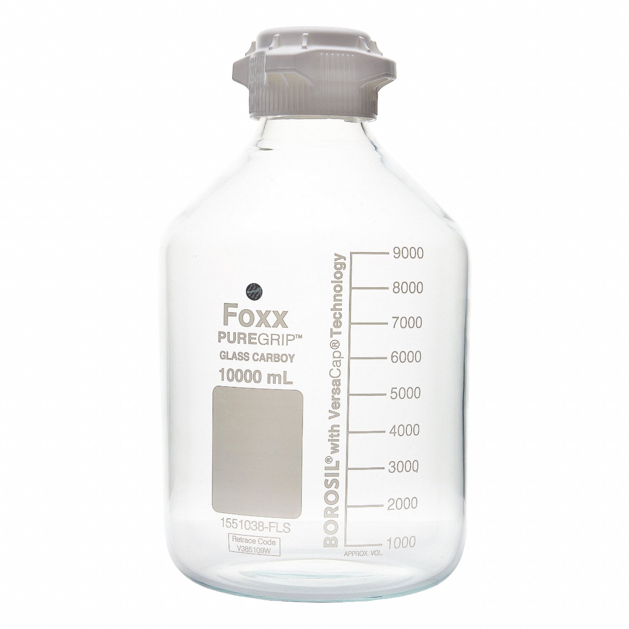 Glass Jugs: Colorless, Borosilicate Glass, 20 L, 230 mm, Includes Closure