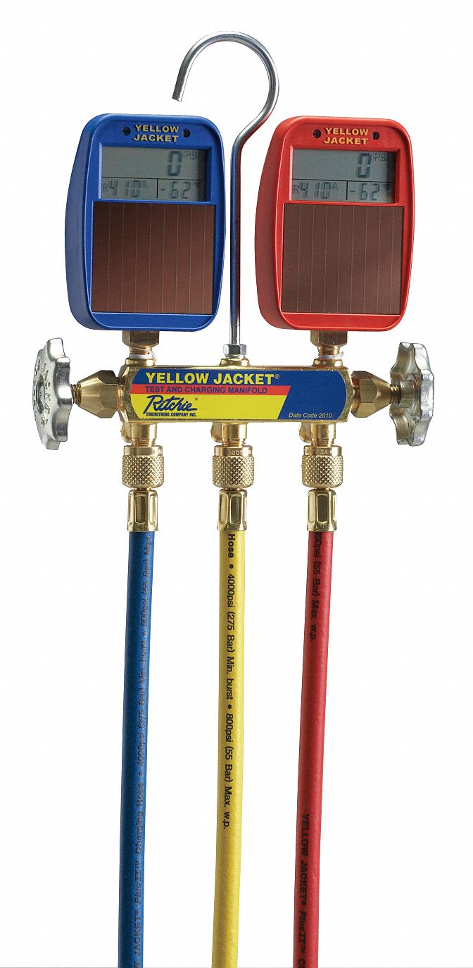 YELLOW JACKET Mechanical Manifold Gauge Set,2Valve 10M81241615