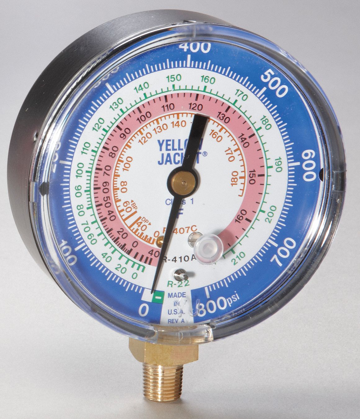 REPLACEMENT LOW-SIDE PRESSURE GAUGE, 3⅛ IN, 0 TO 800 PSI, ⅛ IN MNPT,NON-LIQUID FILLED