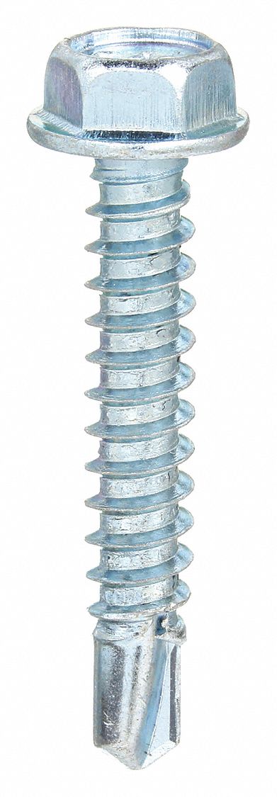 Drill Screw, Hex, #8, Zinc, 5/8"L, PK10000