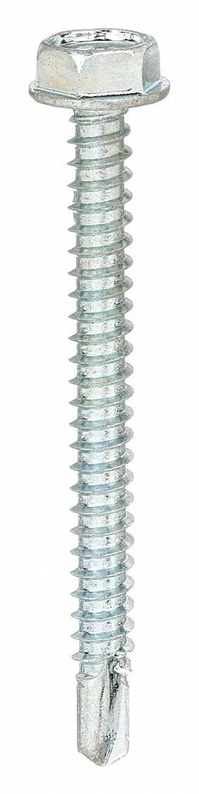 Drill Screw, Hex, #8, Zinc, 1.5"L, PK120