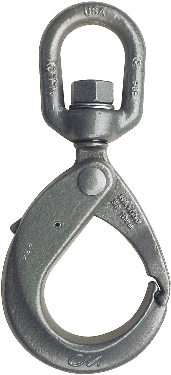 SWIVEL HOOK, SUR-LOC, FOR WIRE ROPE/GRADE 80/100 CHAIN, 10 MM, FORGED ALLOY  STEEL