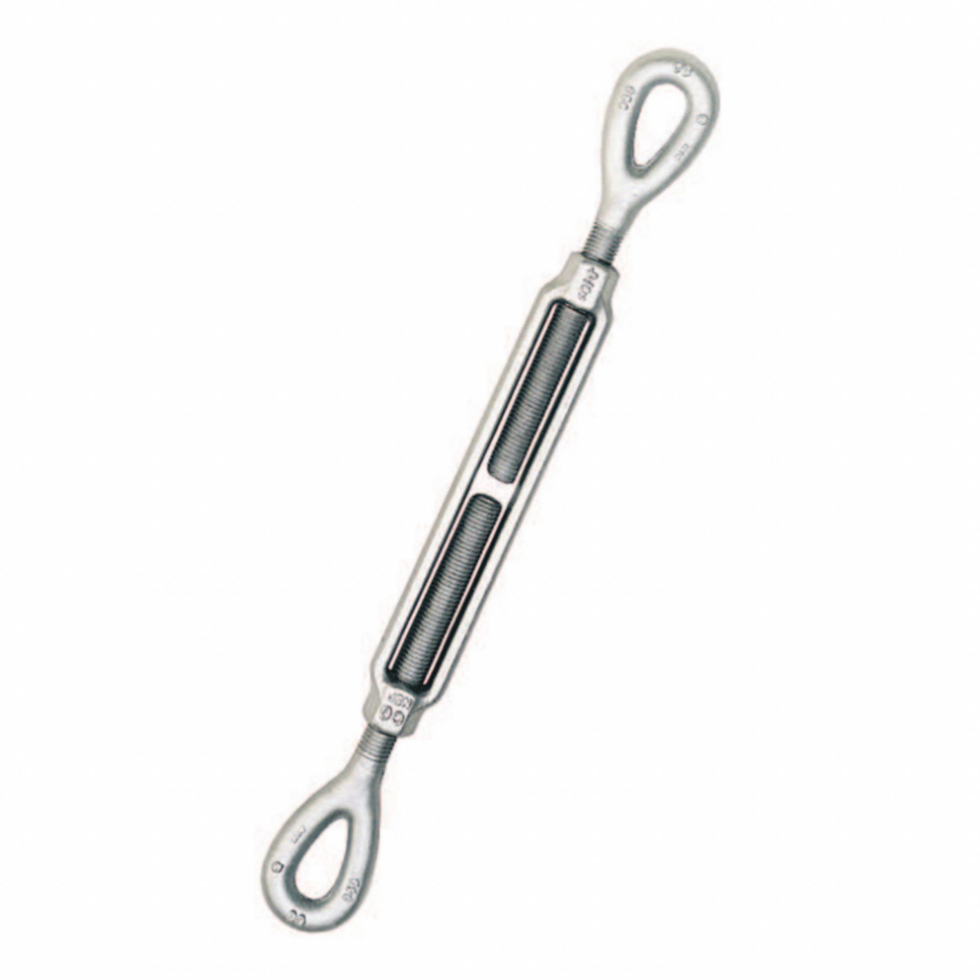 TURNBUCKLE, EYE & EYE, QUENCHED & TEMPERED, 800 LBS, 5/16 X 4 1/2 IN, HOT DIP GALVANIZED STEEL