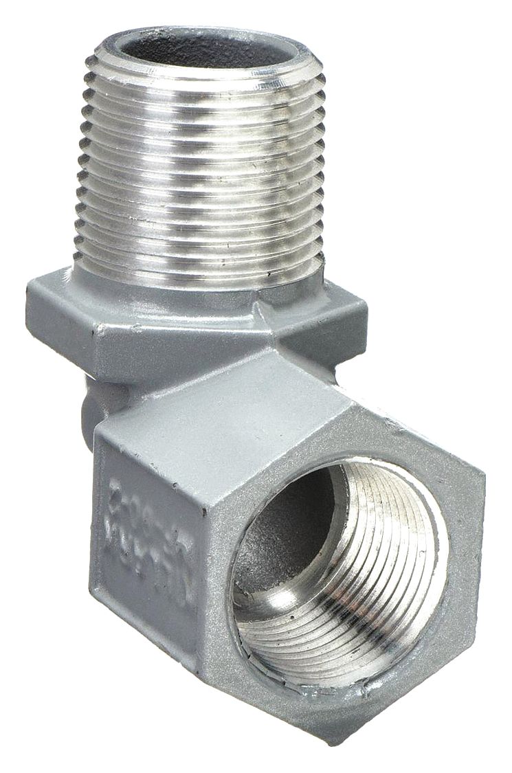 ELBOW, 90 DEGREES, ALUMINUM, POWDER COATED, MF, ½ IN TRADE SIZE, FEMALE TO MALE, NPT
