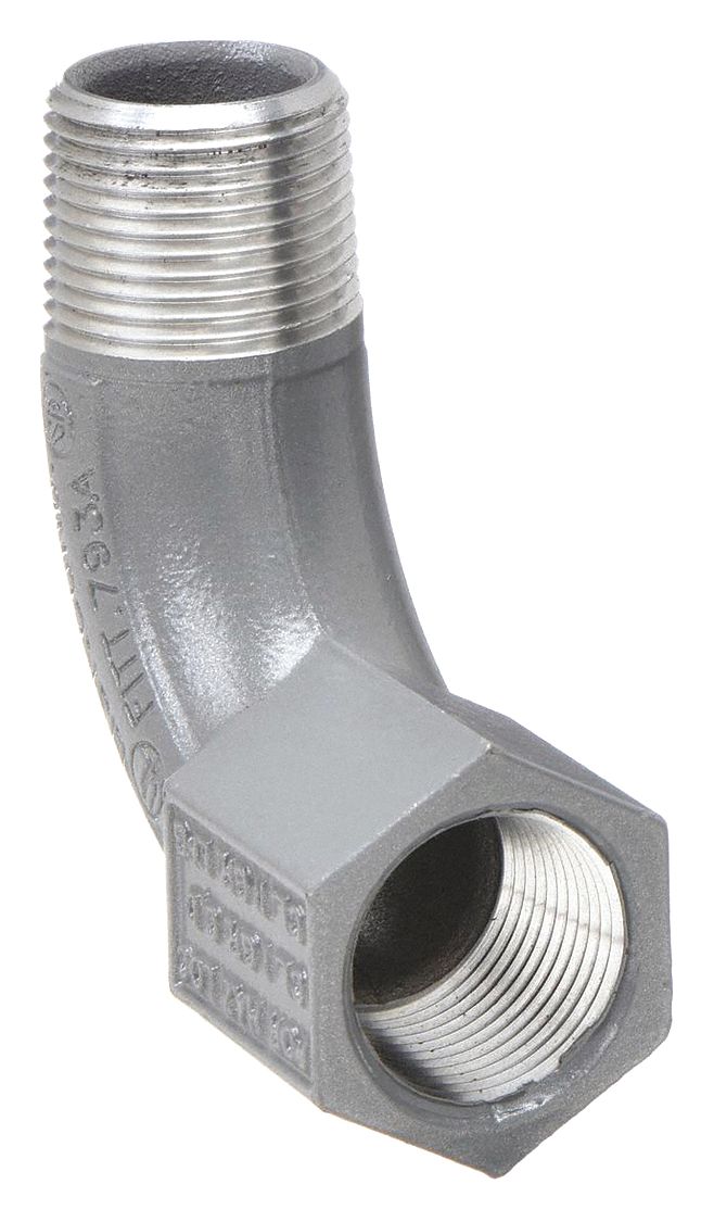 ELBOW, 90 DEGREES, ALUMINUM, POWDER COATED, BL, ½ IN TRADE SIZE, FEMALE TO MALE, NPT