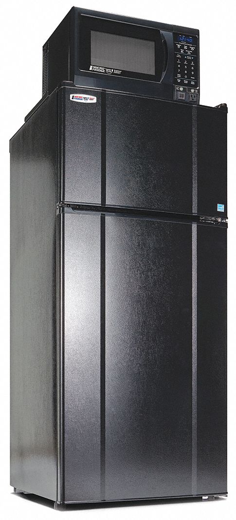 Refrigerator, Freezer and Microwave: 7.9 cu ft Refrigerator Capacity, Black