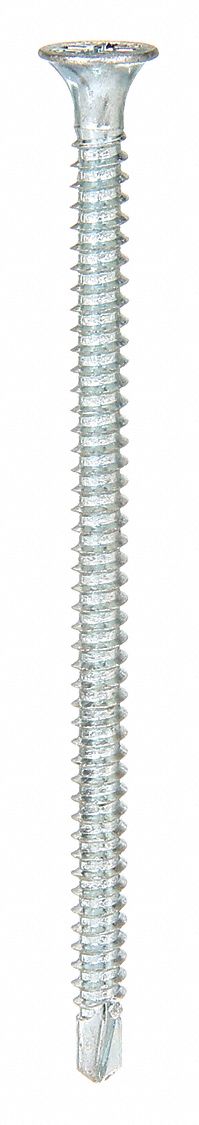 Self-Drilling Screw: #8 Size, 3 in Lg, Steel, Zinc-Plated, Bugle, Phillips, 1, 400 PK