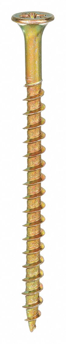 Drywall Screw: #10 Size, 3 1/2 in Lg, Zinc Yellow, Steel, Bugle, Phillips, 1, 000 PK