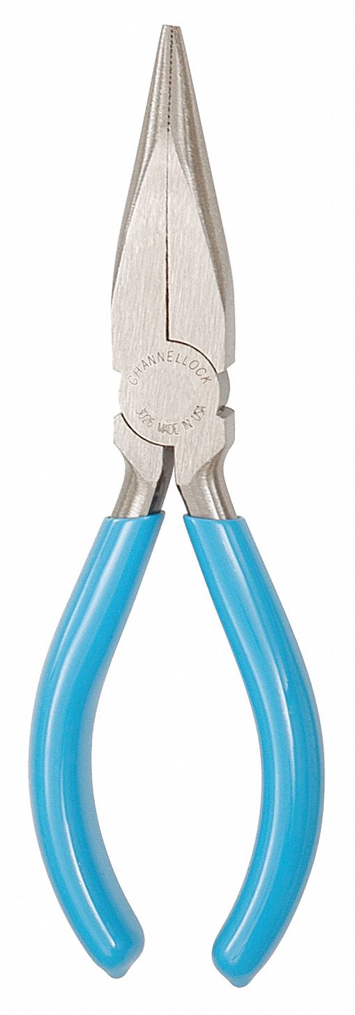 CHANNELLOCK Needle Nose Pliers, Jaw Length 2 in, Jaw Width 3/4 in, Jaw Bend 0°, Tip Width 1/