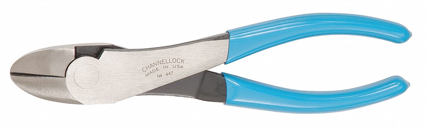 Diagonal Cutting Plier: Std, Angled, Oval, 1 in Jaw Lg, 1 1/8 in Jaw Wd, 9 1/2 in Overall Lg