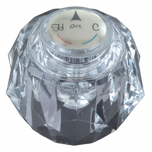 DELTA Handle, Fits Brand Delta, Faucet Handle Type Knob, Finish Clear