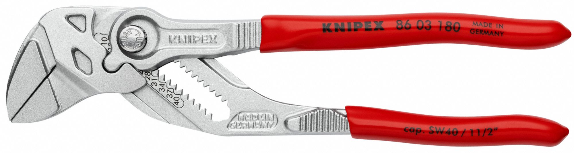 KNIPEX Plier Wrench Set V, Push Button, 1 1/2 in_2 in_2 3/8 in Max Jaw Opening, Smooth, Std