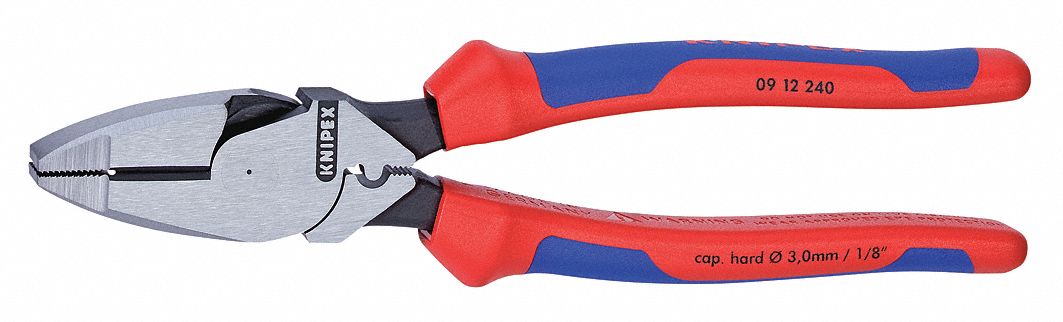 Linemans Pliers, 9-1/4", Ergonomic Handle