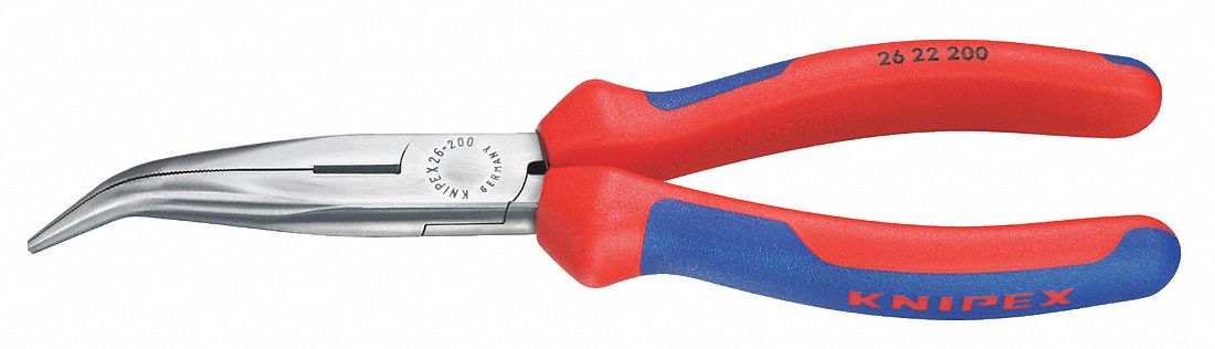 Bent Long Nose Plier, 8" L, 11/16"