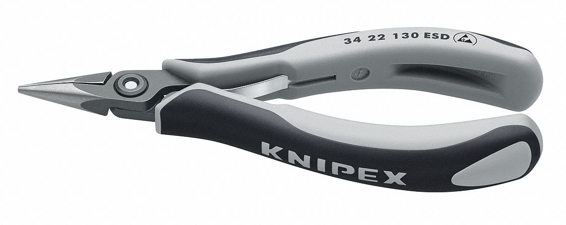 CHAIN NOSE PLIER, ESD-SAFE, ¾ IN MAX JAW OPENING, 5¼ IN OVERALL L, ⅞ IN JAW L, SMOOTH