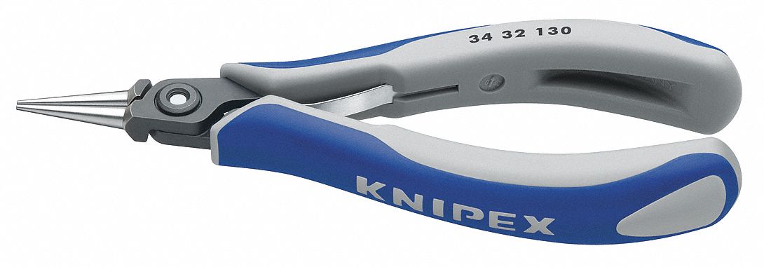 NEEDLE NOSE PLIER, 1⅛ IN MAX JAW OPENING, 5¼ IN OVERALL L, 1 IN JAW L, 5/64 IN TIP W