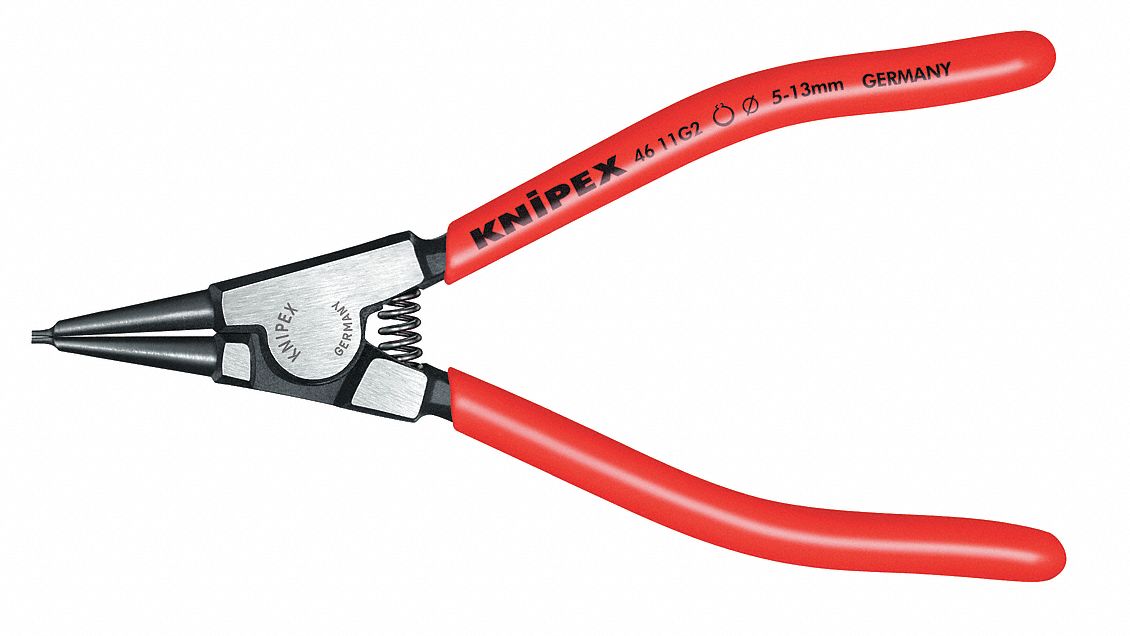 RETAINING RING PLIER, EXTERNAL, FOR 5 MM TO 13 MM SHAFT DIA, 0.051 IN TIP DIA, 5½ IN OVERALL L