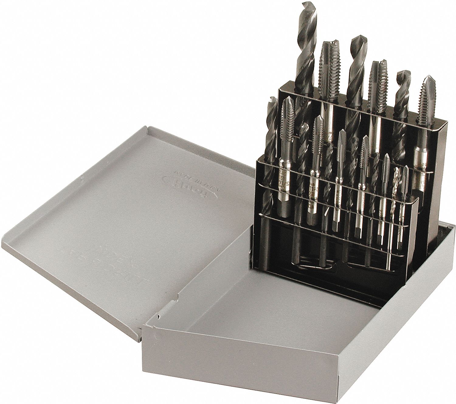 DRILL BIT AND TAP SET, #33, #29, #25, #21, #3, I, Q, 25/64 IN, 29/64 IN, HSS, 18 PC