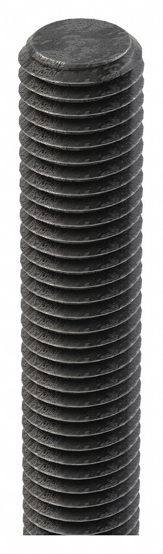 FULLY THREADED ROD, ⅜"-24 THREAD SIZE, STEEL, GRADE 2, BLACK OXIDE, 2 FT OVERALL L