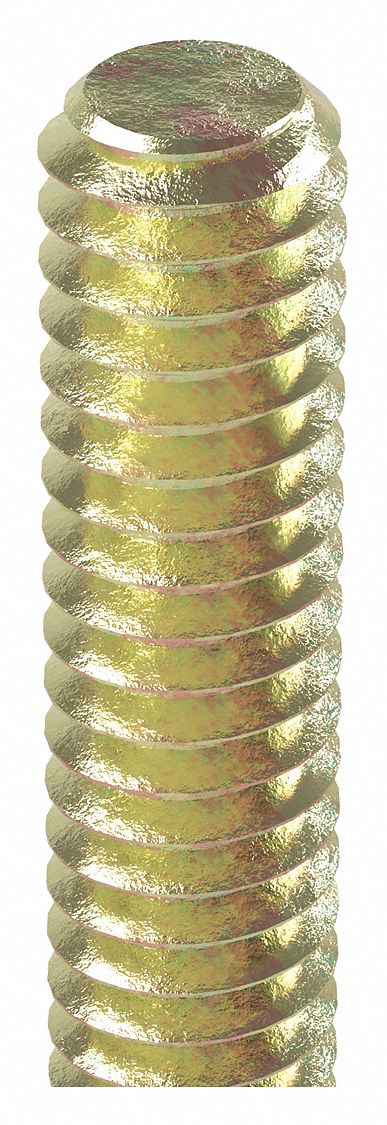 FULLY THREADED ROD, ¼"-20 THREAD SIZE, STEEL, UNC, GRADE B7, ZINC YELLOW, 6 FT OVERALL L